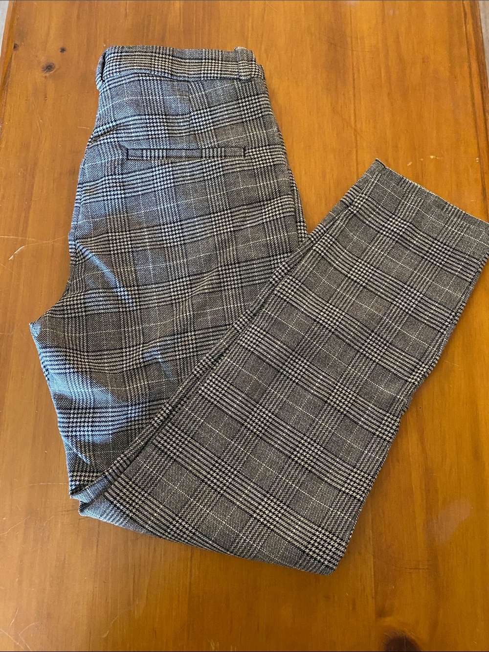 H&M Black and Gray Plaid Tailored Pants